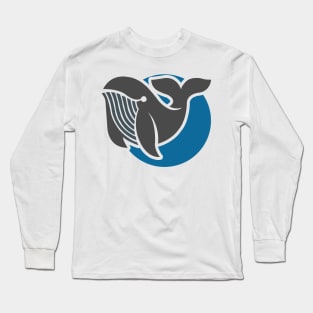 Awesome Minimalist Whale Design for Ocean and Sea Long Sleeve T-Shirt